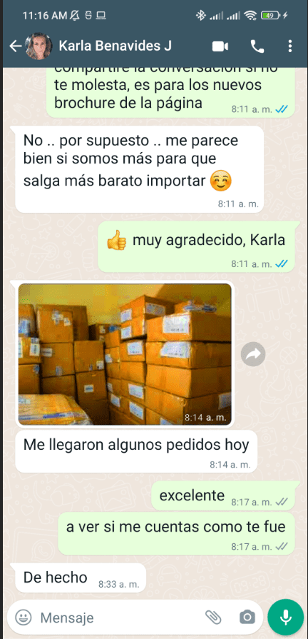 Captura WhatsApp - Soporte de importaciones